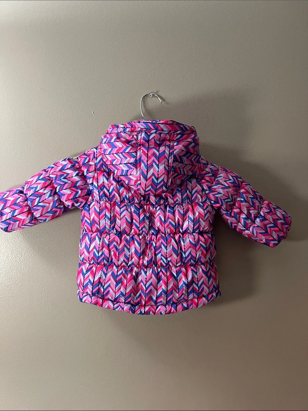 OshKosh B'gosh Pink & Purple Chevron Puffer Jacket with Hood